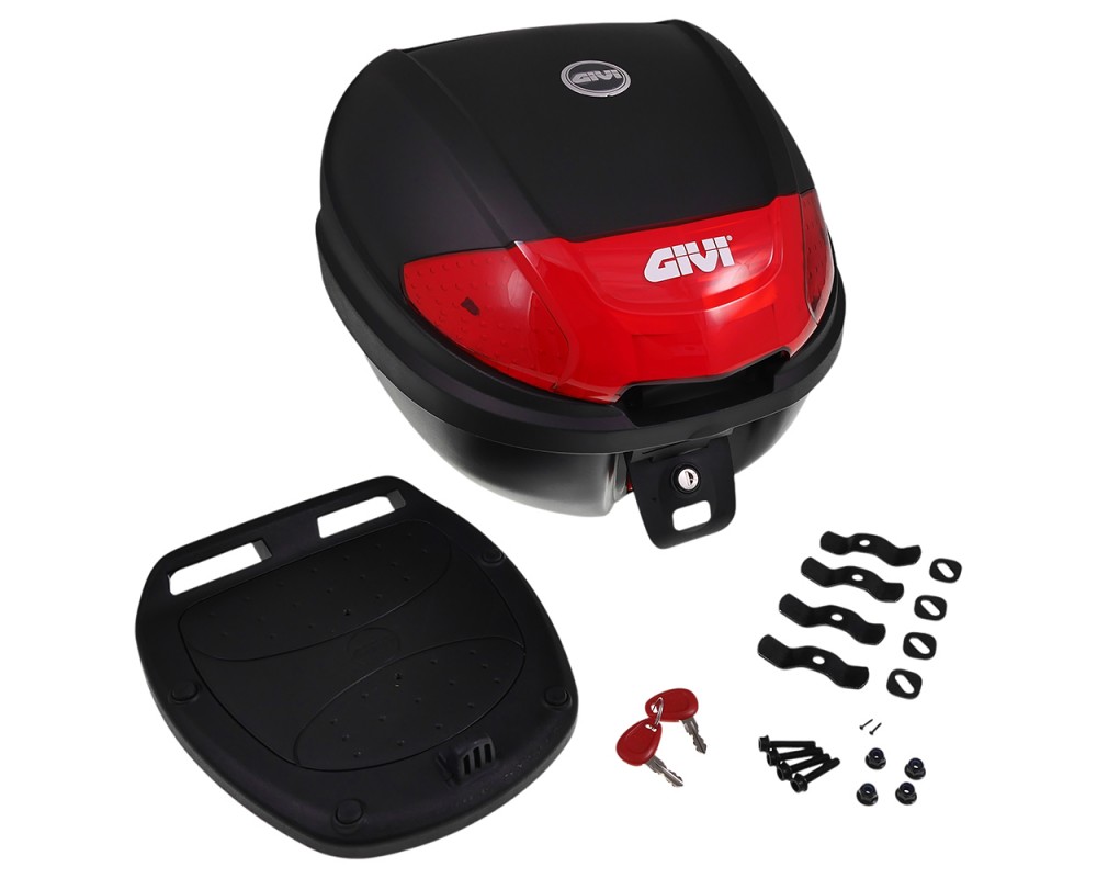 Topcase GIVI E300 Monolock 30 Liter Koffer schwarz 300x400x410mm mit Montagegrundplatte Roller, Moped, Motorrad, Mofa