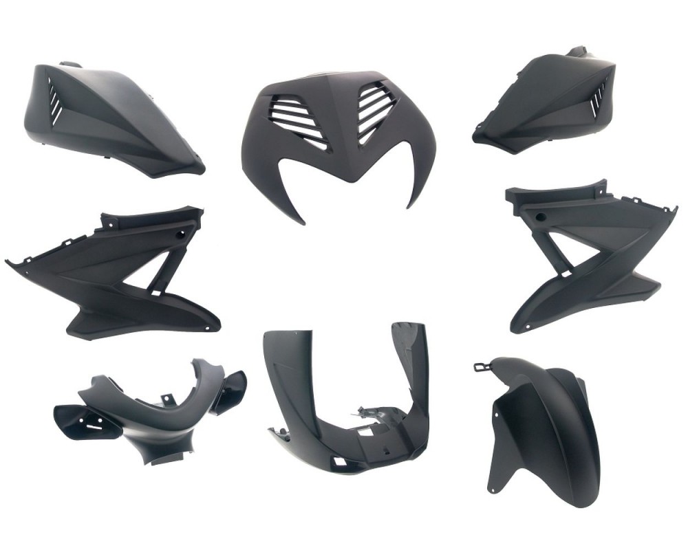 Verkleidungskit DMP 8-teilig schwarz matt kompatibel fr Yamaha Aerox, MBK Nitro bis Bj. 2013 Set Kit, Satz Verkleidungsteile