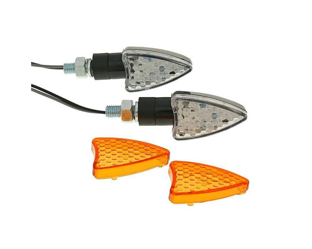 Blinker Set M8 LED schwarz Boost I / Glser mit Wabenmuster