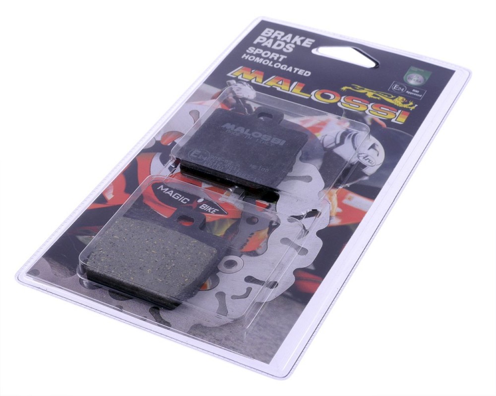 Bremsbelge / Bremskltze MALOSSI Sport organisch S32 Typ-701 kompatibel fr Yamaha Aerox MBK Nitro hinten, Slider Stunt vorne, Quadro QV3 Laverda TTS