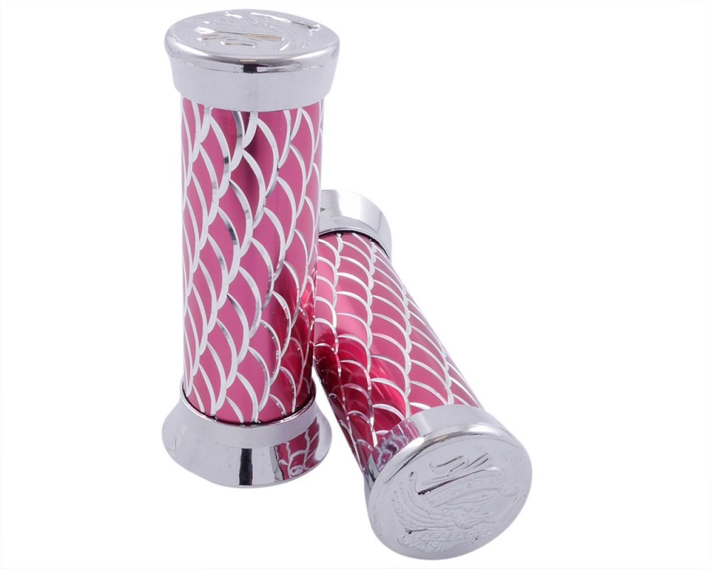 Lenkergriffe Lenker Alu Aluminium Chrom / ROT