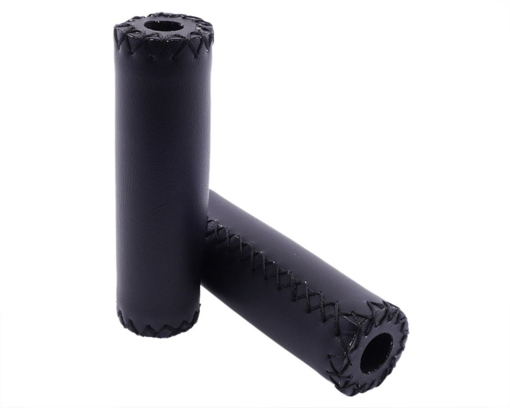 Lenkergriffe Retro schwarz Leder 22/24 mm ,Moped,Roller,Mofa