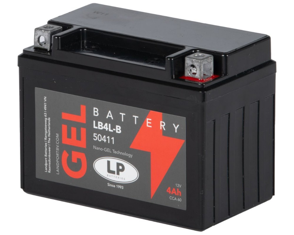 Batterie LANDPORT LB4L-B Gel 12V 4Ah kompatibel fr Aprilia SR50, Gilera Runner, MBK Nitro, Booster, Yamaha Aerox, BWS, Peugeot Speedfight 2