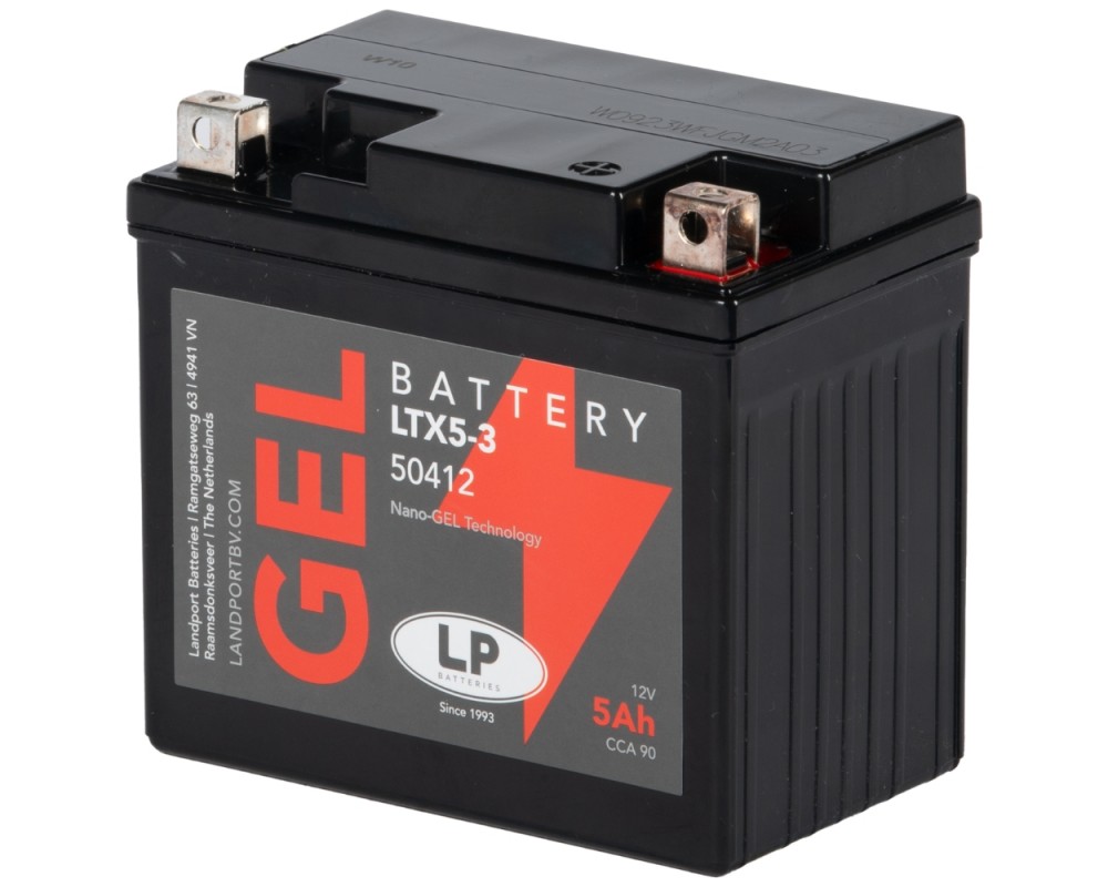 Batterie LANDPORT LTX5-3 Gel 12V 4Ah kompatibel fr Aprilia SR50, Keeway RY8, Kymco Agility, MBK Booster, Nitro, Peugeot Speedfight 2 3 4, Yamaha Aero