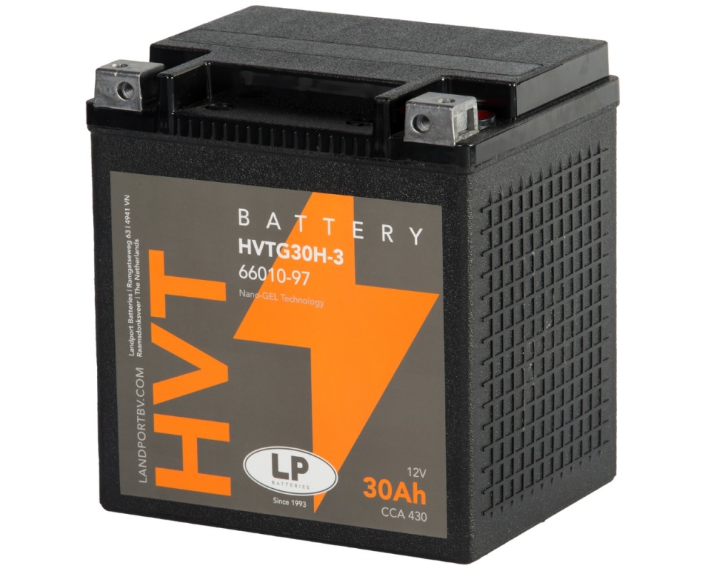 Batterie LANDPORT HVTG30H-3 Gel 12V 30Ah kompatibel fr HD Chopper Motorrad FL, FLH, FLHR, FLHTC, FLHX, XLH, Road King, Electra Glide, Street Glide