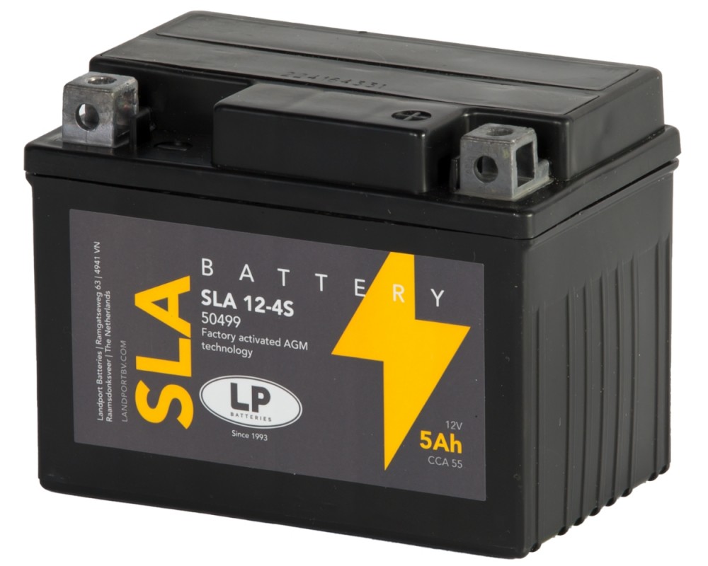 Batterie LANDPORT SLA 12-4S 12V 5Ah kompatibel fr Aprilia SR50, Gilera Runner, MBK Nitro, Booster, Yamaha Aerox, BWS, Peugeot Speedfight 1 2 3 4