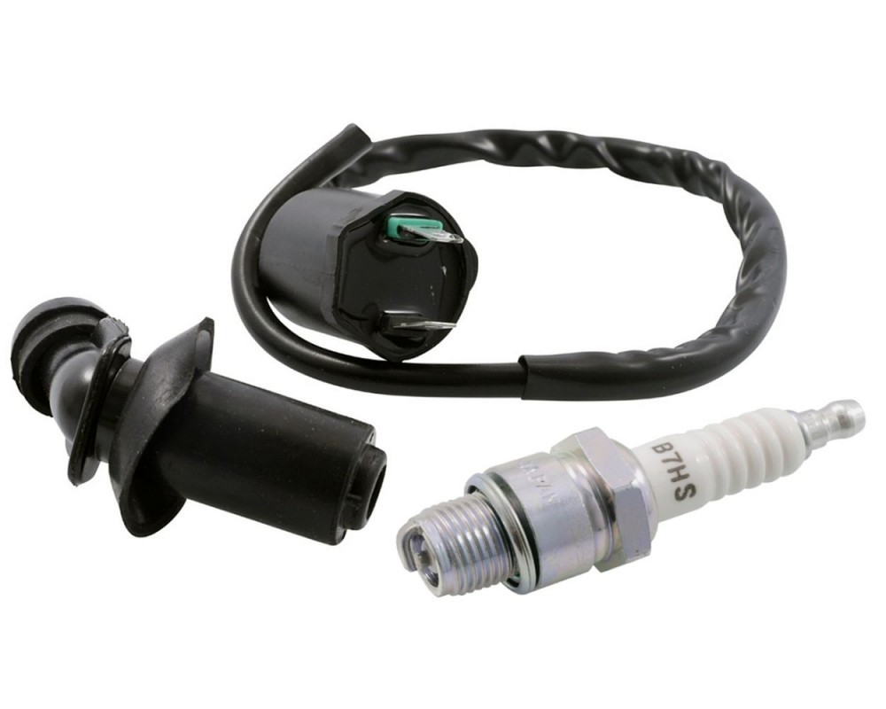 Zndspule + Zndkerze NGK B7HS + Zndkerzenstecker, Set / Kit kompatibel fr Peugeot Speedfight 1 / 2, Elyseo, Buxy, Elystar, Vivacity, Sachs Limbo, R
