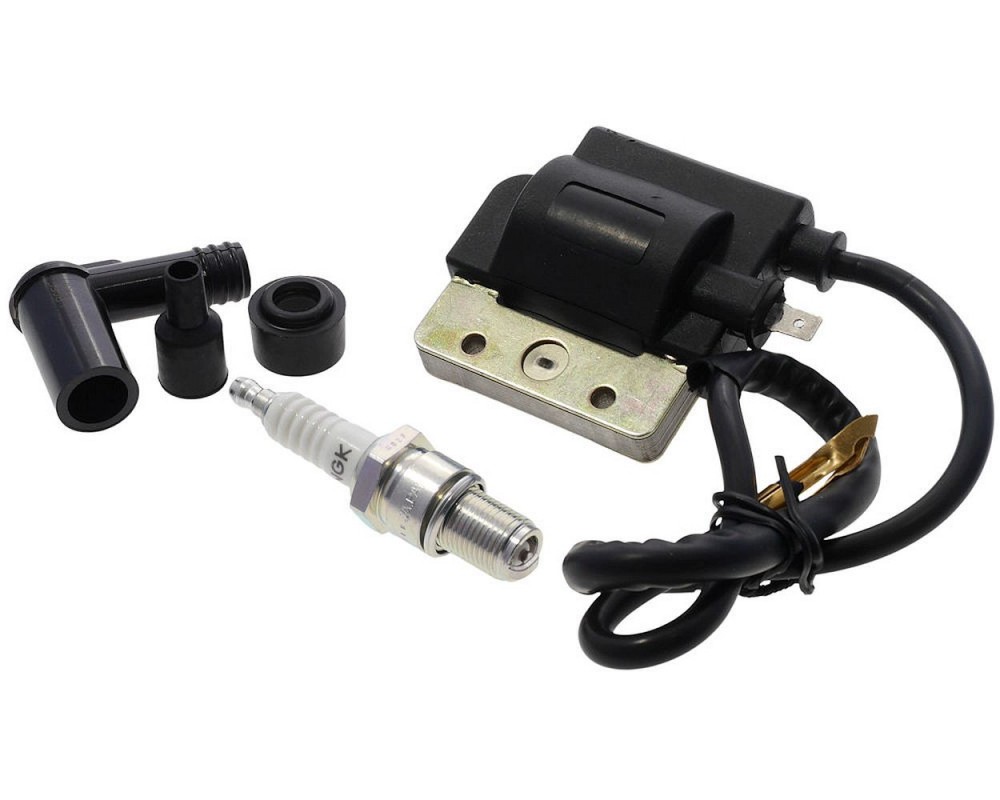 Zndspule + Zndkerze NGK B9ES + Zndkerzenstecker + Zndkabel kompatibel fr Gilera, Piaggio 50-180 2-Takt, Runner, TPH, SKR, Aprilia SR 125, Zip, Fr