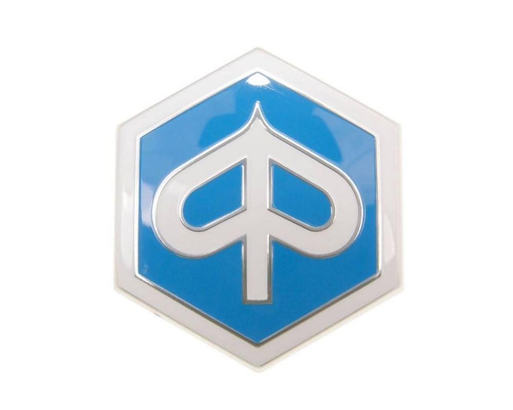 Emblem Piaggio zum Stecken 6-eckig 42x48mm kompatibel fr Piaggio Beverly, Carnaby, X7, X8, X10