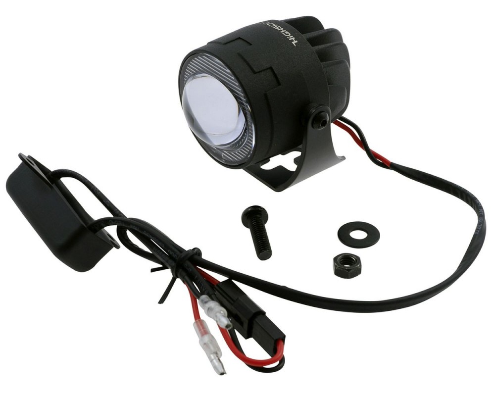 Scheinwerfer Ablendlicht LED Satellite Motorrad 44mm schwarz mattes Gehuse mir Straenzulassung