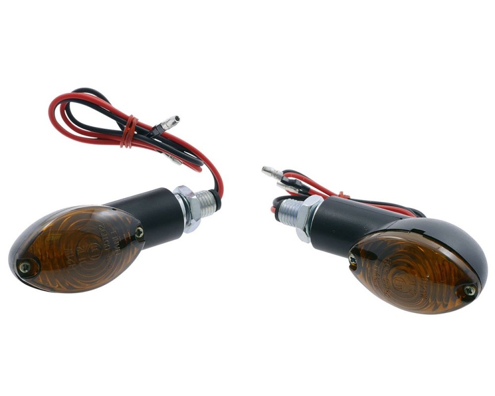 Blinker Mini Motorrad, Cateye, schwarz, kurz, Glas getnt, Paar, Quad