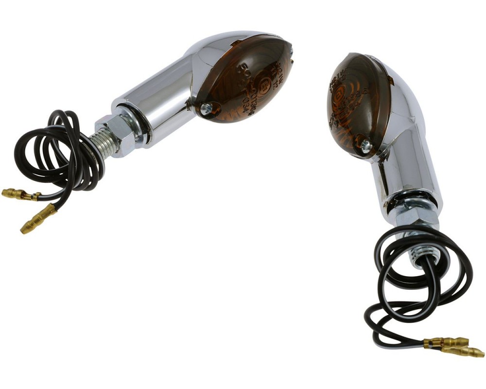 Blinker Mini Motorrad, CATEYE, verchromt, Glas getnt, Paar, Quad, Roller
