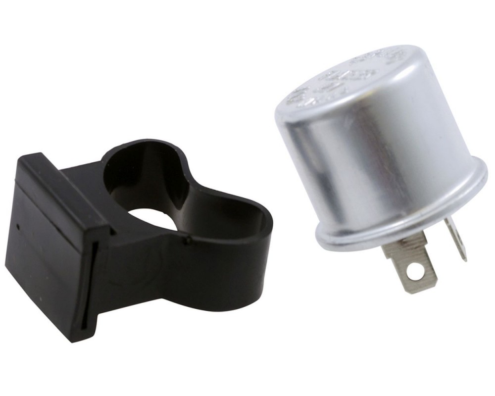 Blinkrelais 2 Pol universal inklusive Haltegummi 12V 21W, Motorrad, Roller, Quad