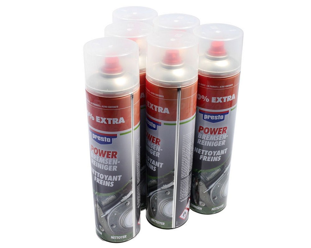 Bremsenreiniger Spray Set PRESTO 600ml 6 Stck Motorrad, Roller, KFZ, Auto, Quad Werkstatt Teile Motor Reiniger