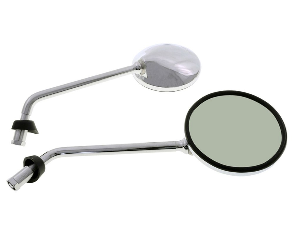Spiegel Set FAR rund, Chrom rechts / links kompatibel fr Vespa LX, LXV 50 125 150, Piaggio Liberty 50 125 150 200