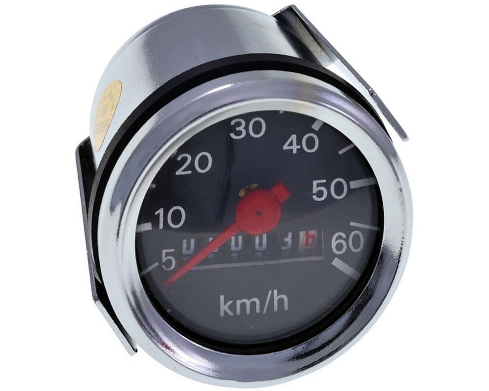 Tachometer universal 60km/h 48mm schwarzes Tachoblatt fr Lohner Sissi, Hobby, Ponny, Simson, Hercules Mofa, Moped