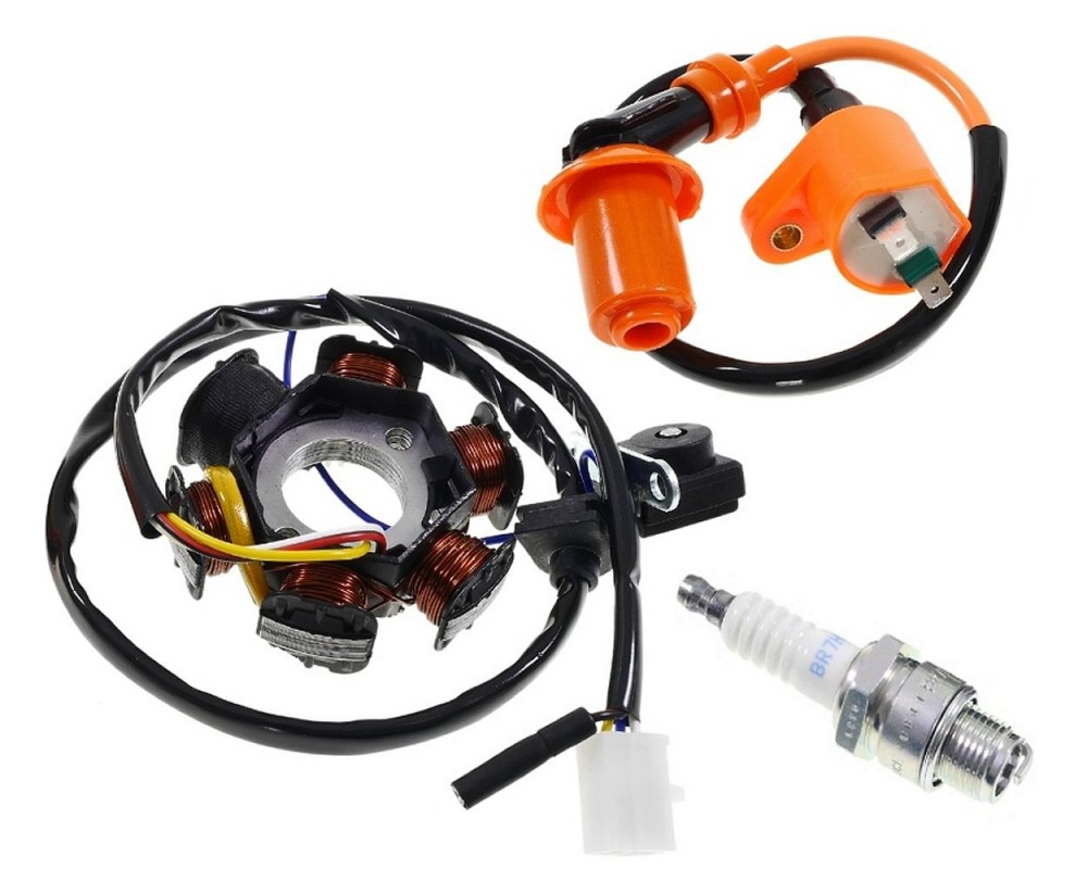 Lichtmaschinen Set 2EXTREME Zndspule, Zndkerzenkabel + Stecker, Zndkerze NGK BR7HS kompatibel fr Peugeot stehend AC LC 2-Takt